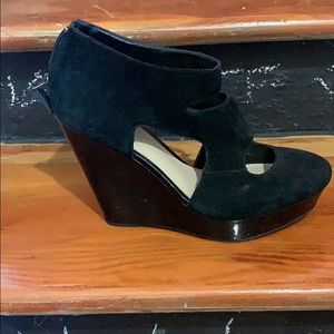 Black suede wedges